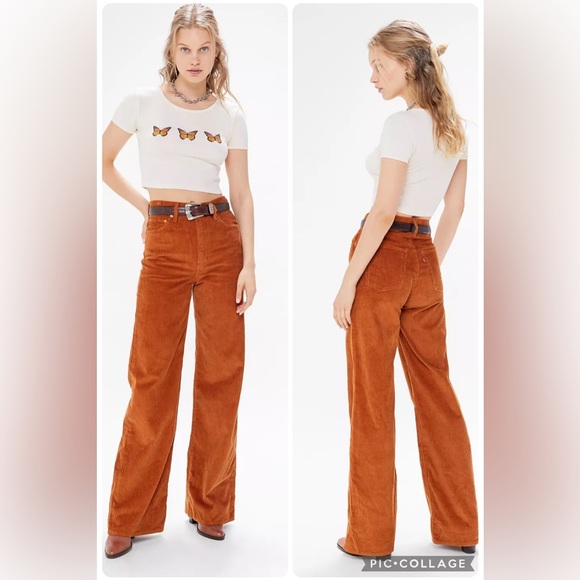 Levi's Ribcage Wide Leg Super High Rise Wide-Wale Corduroy Pants • Brown • 25 2 - Picture 15 of 15